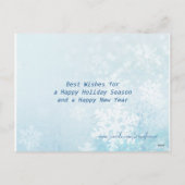 Weihnachtsfeiertage Postkarte. Schneebaum Feiertagspostkarte (Rückseite)