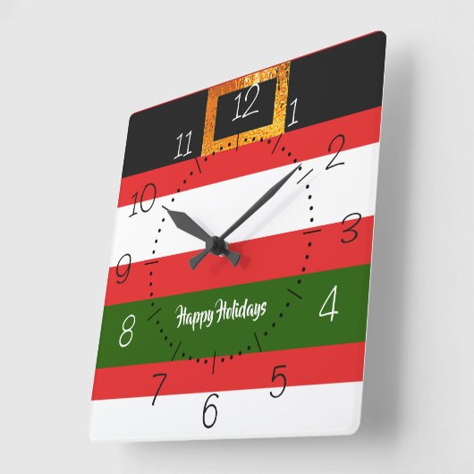 Weihnachtsfeiertage Quadratische Wanduhr (Winkel)