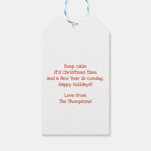 Weihnachtsfeiertage Redewendungen Festlicher Bird Geschenkanhänger (Rückseite)