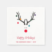 Weihnachtsfeiertage Rentiere weißen roten Namen Serviette (Vorderseite)