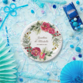 Weihnachtsfeiertage Rosa Grüne Blütenkirche Pappteller (Party)