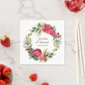 Weihnachtsfeiertage Rosa Grüne Blütenkirche Serviette (Beispiel)