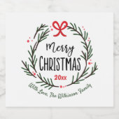 Weihnachtsfeiertage Rot und Grün Kranz Schaumweinetikett (Einzelnes Label)