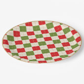 Weihnachtsfeiertage Rot und Grün Raute Weihnachtsg Pappteller (Schrägansicht)