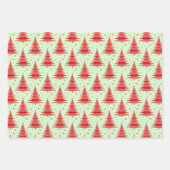 Weihnachtsfeiertage Rote Bäume Muster Geschenk Geschenkpapier Set (Vorderseite 3)
