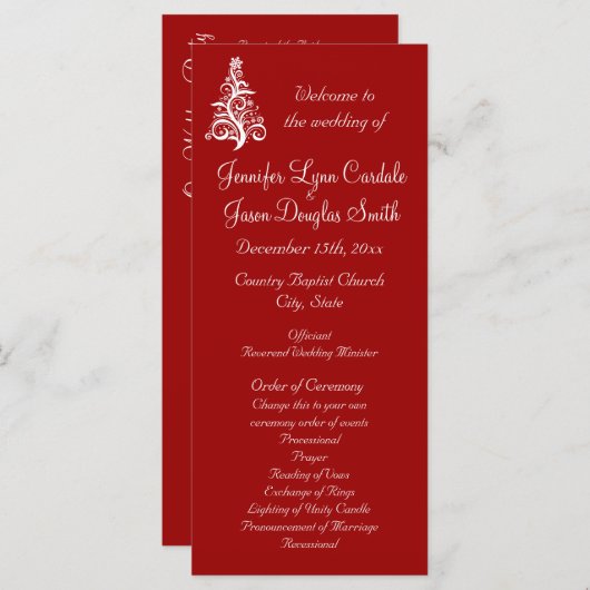 Weihnachtsfeiertage Rote Hochzeitsprogramme Programm (Vorne/Hinten)