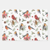 Weihnachtsfeiertage Rote Kardinäle Robins Geschenkpapier Set (Vorderseite 3)