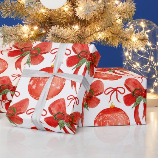 Weihnachtsfeiertage Rote Ornamente und Dekoratione Geschenkpapier (Feiertage)