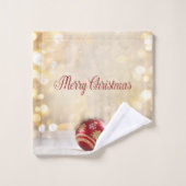 Weihnachtsfeiertage Rote Weihnachtsbände Bokeh Badhandtuch Set (Waschlappen)