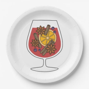 Weihnachtsfeiertage Roter Glühwein würziger Cockta Pappteller
