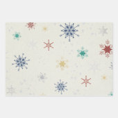 Weihnachtsfeiertage Roter Schneeflocken Glitzer Geschenkpapier Set (Vorderseite)
