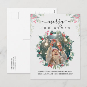 Weihnachtsfeiertage Rotes Berries Foto Feiertagspostkarte