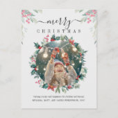 Weihnachtsfeiertage Rotes Berries Foto Feiertagspostkarte (Vorderseite)