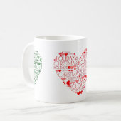 Weihnachtsfeiertage Rotes grünes Herz Tee Liebe Ka Kaffeetasse (Vorderseite Links)
