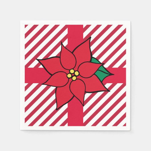 Weihnachtsfeiertage Rotes Poinsettia Party Napkins Serviette (Vorderseite)