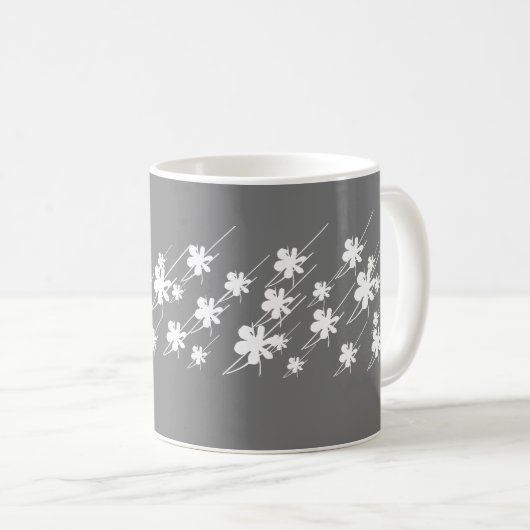 Weihnachtsfeiertage Schneeflocken Muster grau weiß Kaffeetasse (VorderseiteRechts)