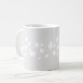 Weihnachtsfeiertage Schneeflocken Muster grau weiß Kaffeetasse (Vorderseite Links)