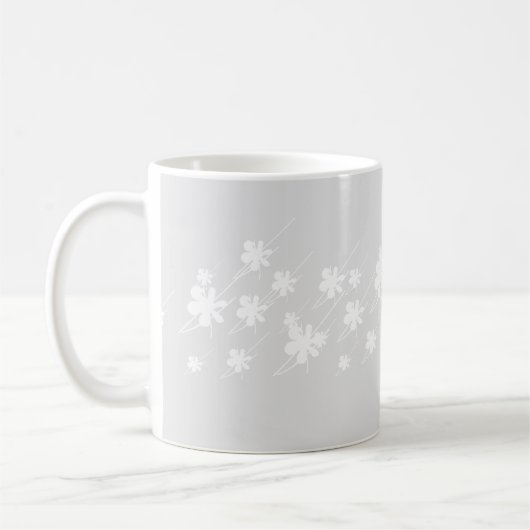 Weihnachtsfeiertage Schneeflocken Muster grau weiß Kaffeetasse (Links)