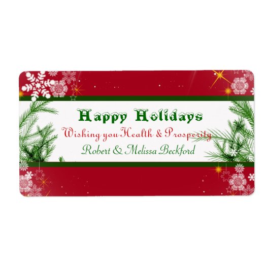 Weihnachtsfeiertage Schneeflocken Weinkarte (Vorne)