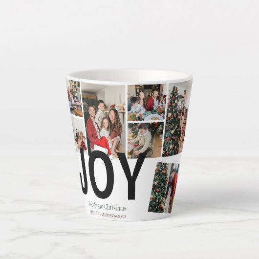 Weihnachtsfeiertage Script Familienfoto Collage Milchtasse (Vorderseite)