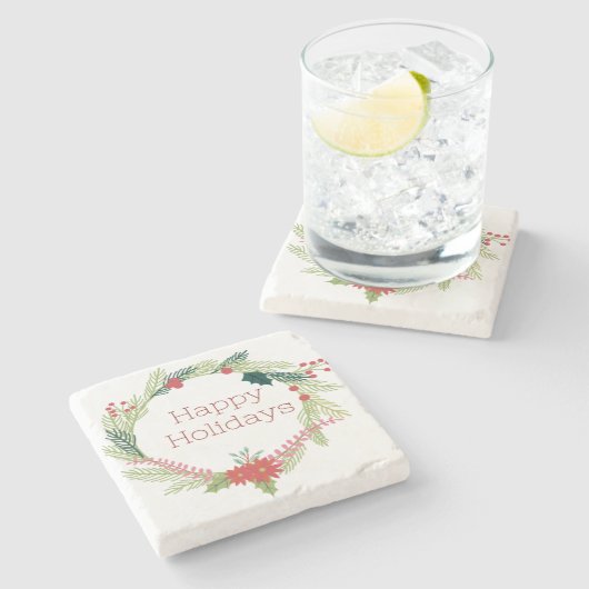 Weihnachtsfeiertage Steinuntersetzer (Seitenansicht)