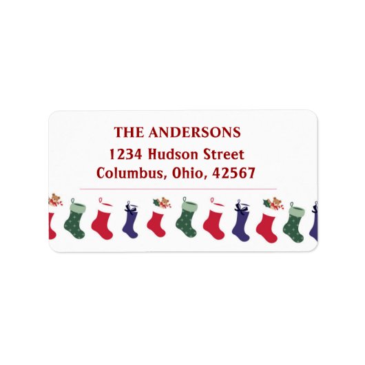Weihnachtsfeiertage Strümpfe Adressetikett (Vorne)