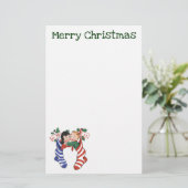 Weihnachtsfeiertage Strümpfe mit Niedlichen Kinder Briefpapier (Stehend Vorderseite)