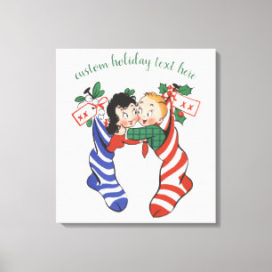 Weihnachtsfeiertage Strümpfe mit Niedlichen Kinder Leinwanddruck