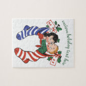 Weihnachtsfeiertage Strümpfe mit Niedlichen Kinder Puzzle (Horizontal)