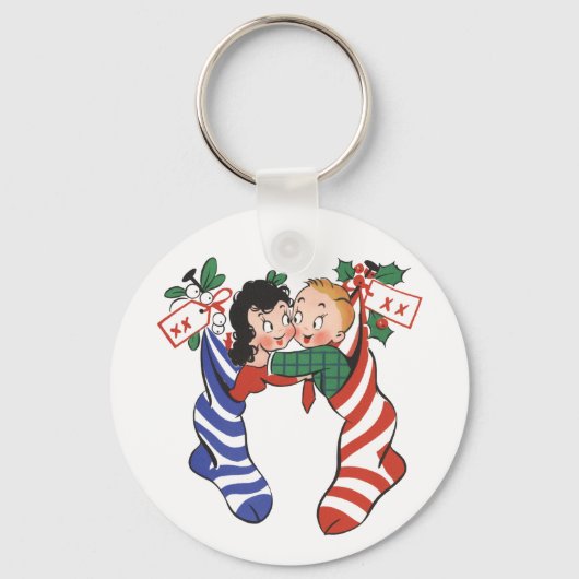 Weihnachtsfeiertage Strümpfe mit Niedlichen Kinder Schlüsselanhänger (Rückseite)