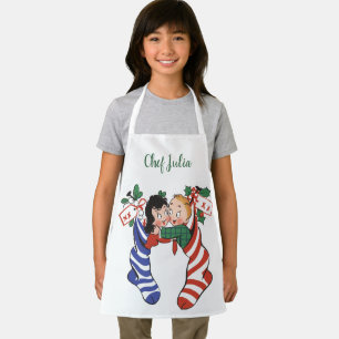 Weihnachtsfeiertage Strümpfe mit Niedlichen Kinder Schürze