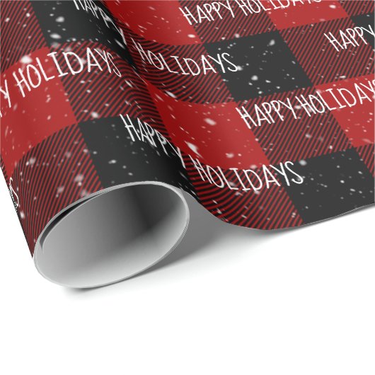 Weihnachtsfeiertage Text auf Kariert Geschenkpapier (Rolleneckpunkt)