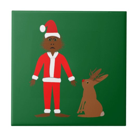 Weihnachtsfeiertage und Jackalope Fliese (Vorderseite)