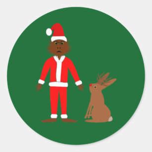 Weihnachtsfeiertage und Jackalope Runder Aufkleber