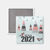 Weihnachtsfeiertage Waldvögel und Schneeflocken Magnet (Vorderseite/Rückseite)