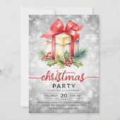 Weihnachtsfeiertage Wasserfarbenfirma Schneesilber Einladung (Vorderseite)