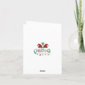 Weihnachtsfeiertage Weihnachtsmannmützen Faltkarte Karte (Rückseite)
