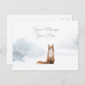 Weihnachtsfeiertage Winter Fox Elegantes Skript Postkarte (Vorne/Hinten)