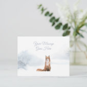 Weihnachtsfeiertage Winter Fox Elegantes Skript Postkarte (Stehend Vorderseite)