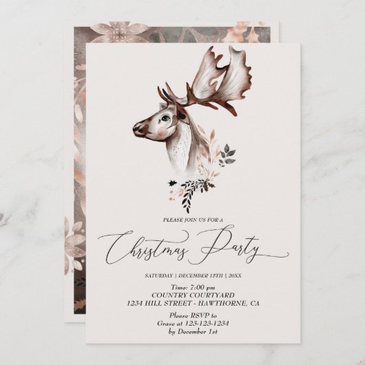 Weihnachtsfeiertage Wintertier Einladung (Vorne/Hinten)