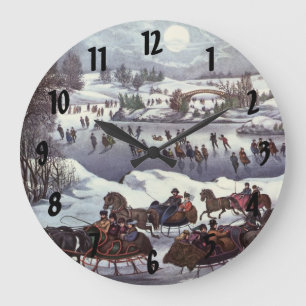 Weihnachtsfeiertage, Zentralpark im Winter Große Wanduhr