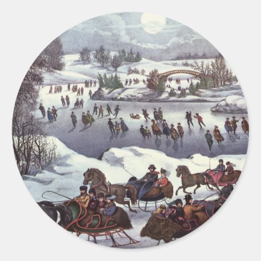 Weihnachtsfeiertage, Zentralpark im Winter Runder Aufkleber (Vorderseite)
