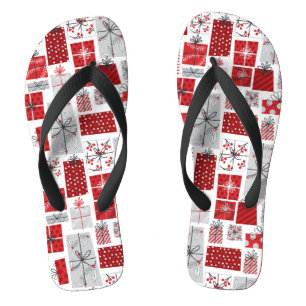 Weihnachtsfeiertagen Feierliche Rot Silber Moderne Badesandalen