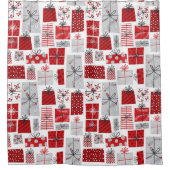 Weihnachtsfeiertagen Feierliche Rot Silber Moderne Duschvorhang (Vorderseite)