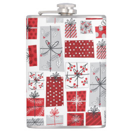 Weihnachtsfeiertagen Feierliche Rot Silber Moderne Flachmann