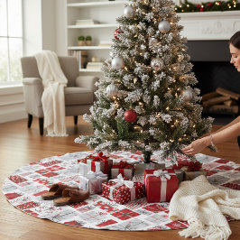 Weihnachtsfeiertagen Feierliche Rot Silber Moderne Polyester Weihnachtsbaumdecke