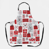 Weihnachtsfeiertagen Feierliche Rot Silber Moderne Schürze (Vorderseite)