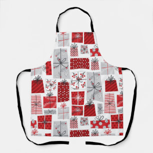 Weihnachtsfeiertagen Feierliche Rot Silber Moderne Schürze