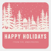 Weihnachtsfeiertagen im Winter Quadratischer Aufkleber (Vorderseite)