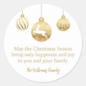 Weihnachtsfeiertagen in Gold Runder Aufkleber (Vorderseite)